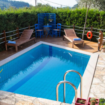 Cactus Rental Villas, with a swimming pool and a view to the Ionian sea at a close distance, in Syvota village, Greece